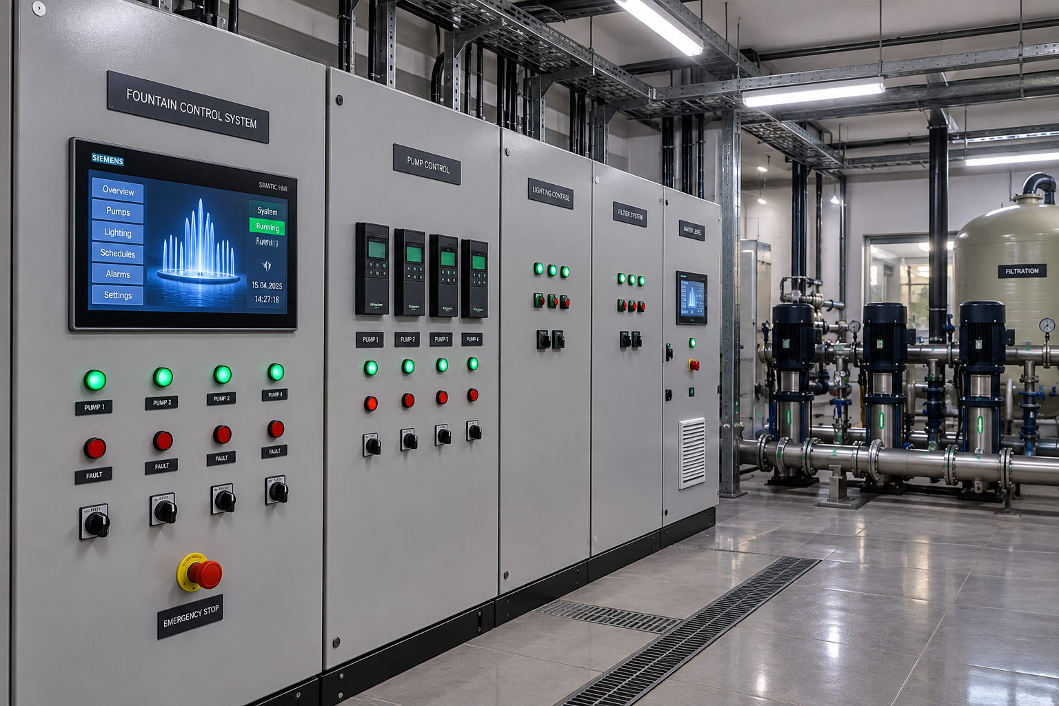 Fəvvarə avtomatika və elektrik idarəetmə sistemi
